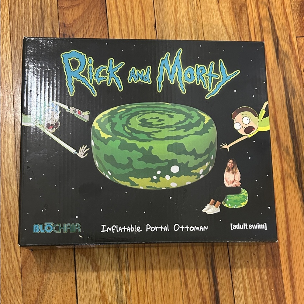 Rick and Morty Inflatable Portal Ottoman - Green NWT